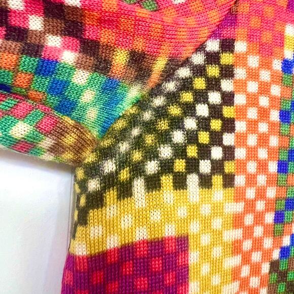 Vintage 1970s Goldworm Wool Rainbow Pixel Mod Midi Dress Art Eclectic Unique Sm - Picture 8 of 9